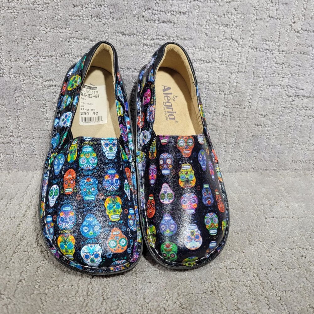 Alegria DEB-484 Womens Size US 5 Debra Sugar Skulls Dia De Los Muertos Clog Shoe